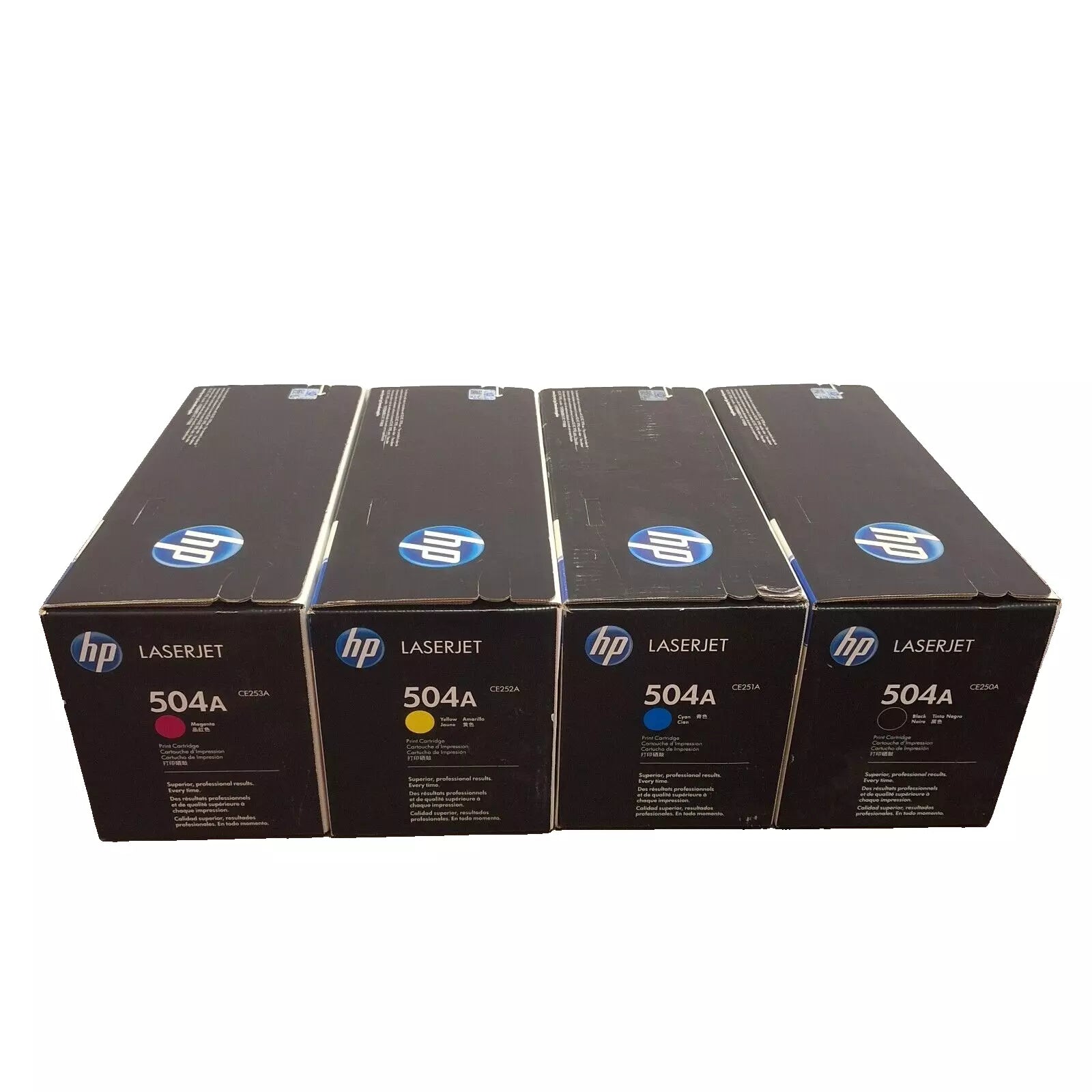 Set of 4 NEW OEM HP 504A Toner Cartridge CMYK CE250A, CE251A, CE252A, CE253A
